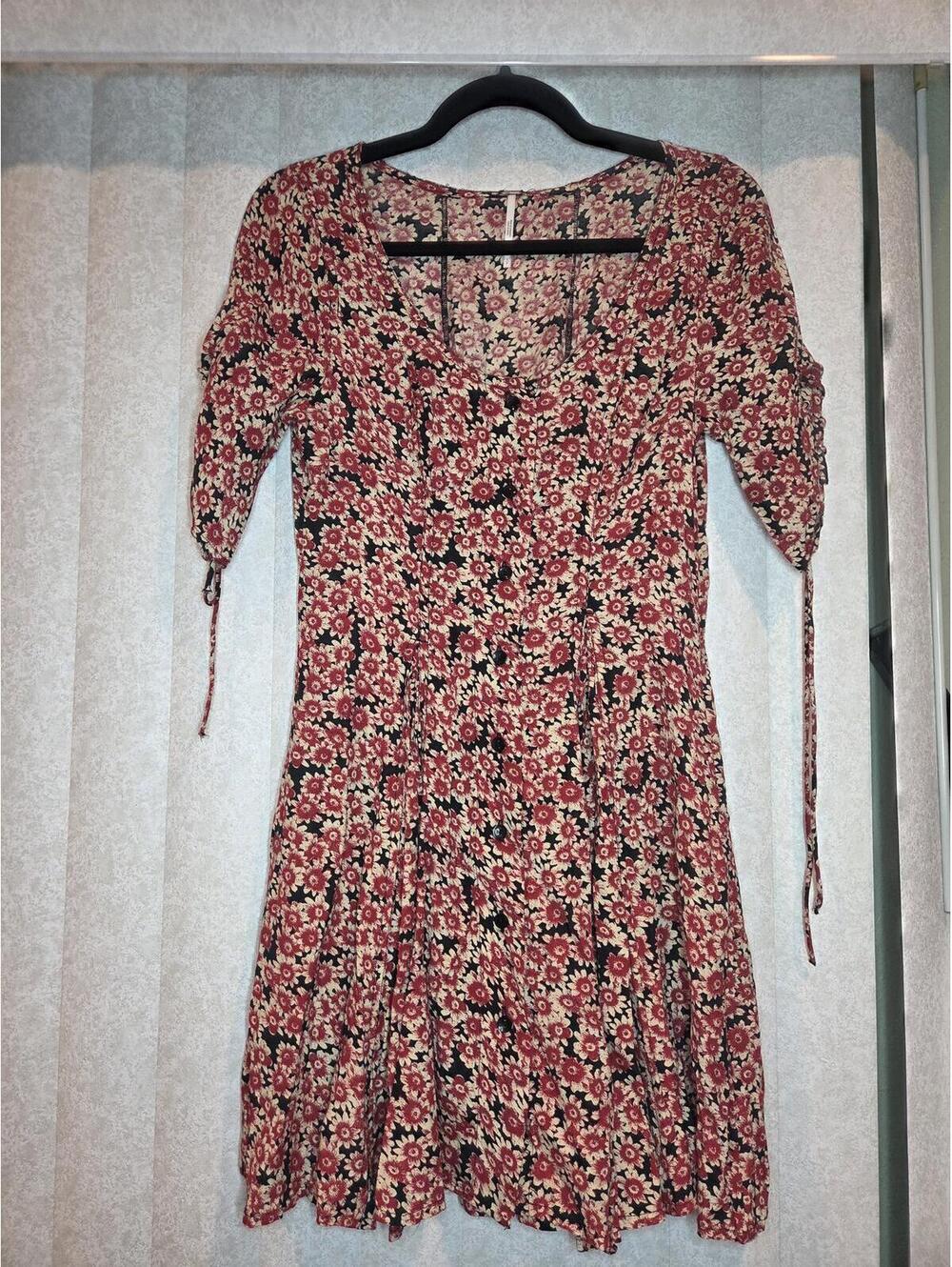 Free People Black Combo Floral Dress Size S